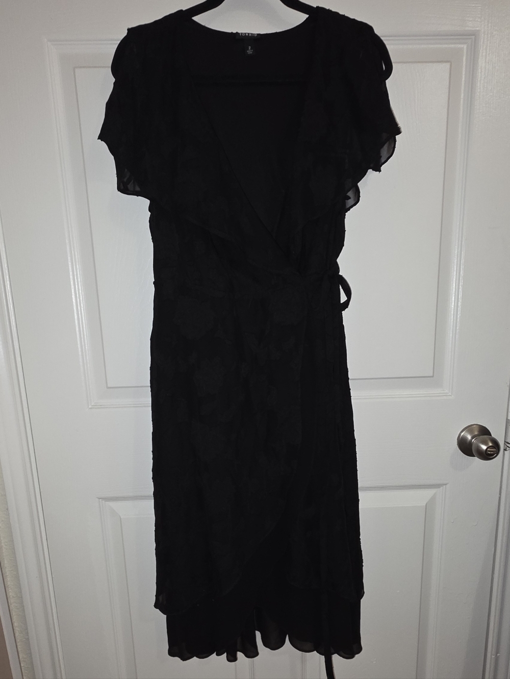 Classic Black Wrap Dress - Elegant Women's V-Neck